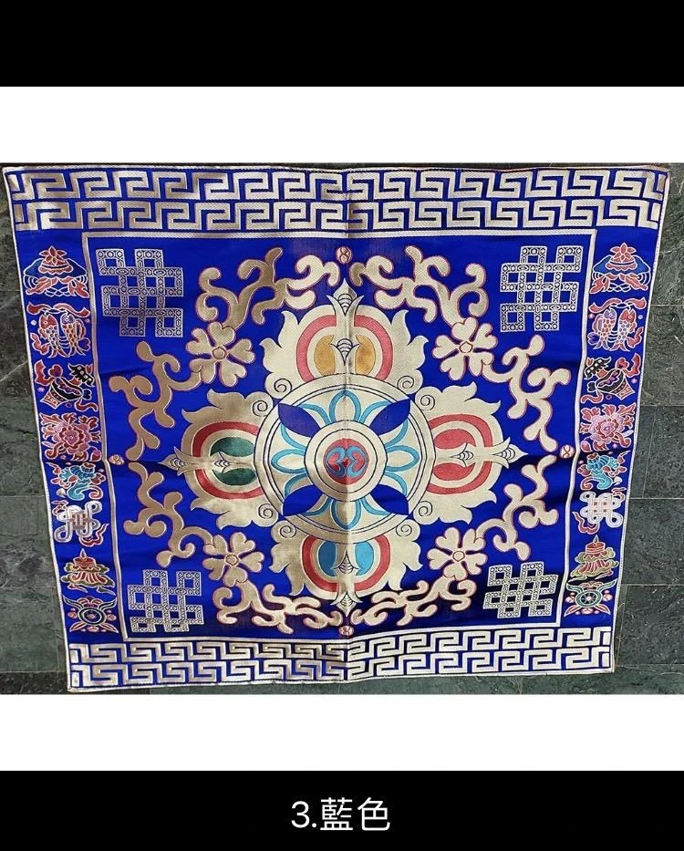 西藏【西藏藏式十字金剛杵佛堂綢緞桌圍帷幔】 西藏莊嚴桌布帷幔 藏布 供桌布(中大)