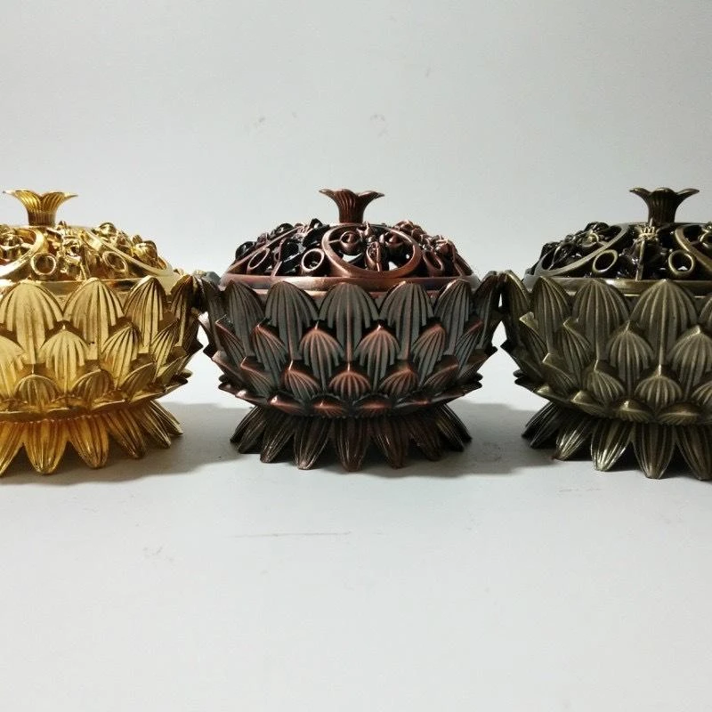 西藏【八吉祥 / 十字金剛杵圓型香爐】 (香粉 塔香.盤香皆適用) 中