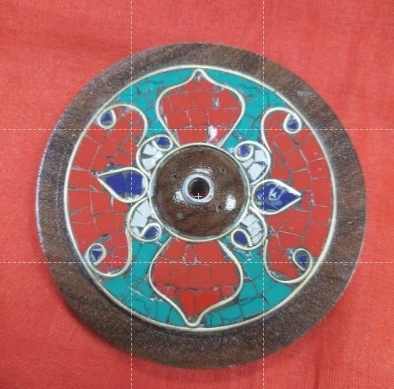 13. 綠松紅寶雙花瓣香插香盤(單孔)