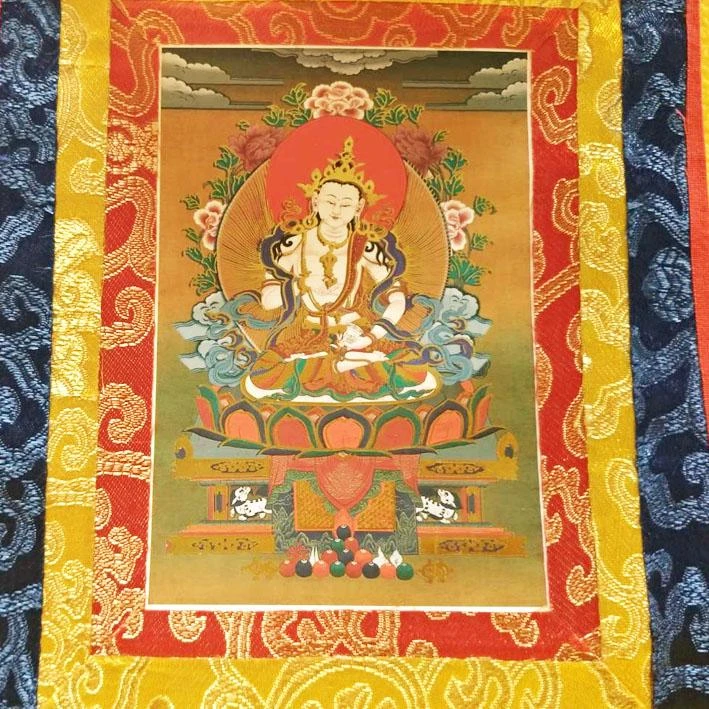 西藏【迷你精緻燙金藝術小唐卡(金剛薩埵) 寺院淨化加持已開光】~加贈楚布寺藏香兩小把
