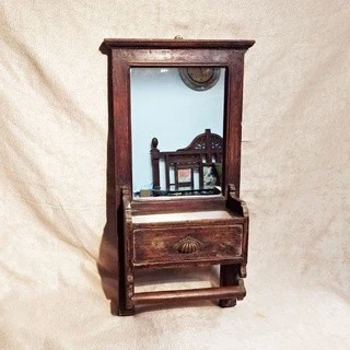 印度單抽掛鏡 (老件) 玄關掛鏡 老木實木 小掛鏡 展示收藏 居家裝飾
