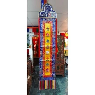 西藏【藏式八寶吉祥豎幡~對聯錦繡飾一對】莊嚴佛堂壇城寺廟西藏藏飾~莊嚴華美