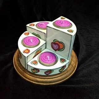印度 陶瓷彩繪 圓滿小愛心 燭台/燭座