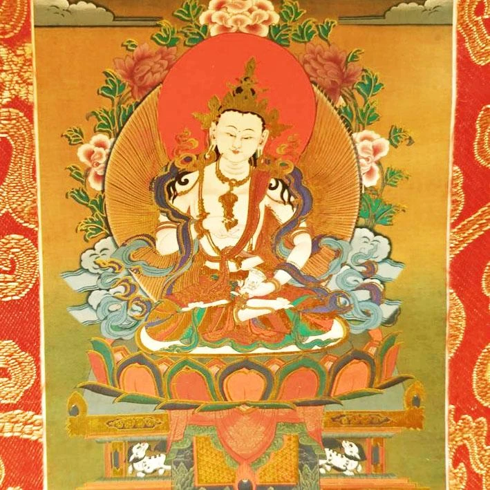 西藏【迷你精緻燙金藝術小唐卡(金剛薩埵) 寺院淨化加持已開光】~加贈楚布寺藏香兩小把