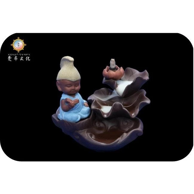 【西藏楚布寺藏香】 <小沙彌蓮花倒流香器具>