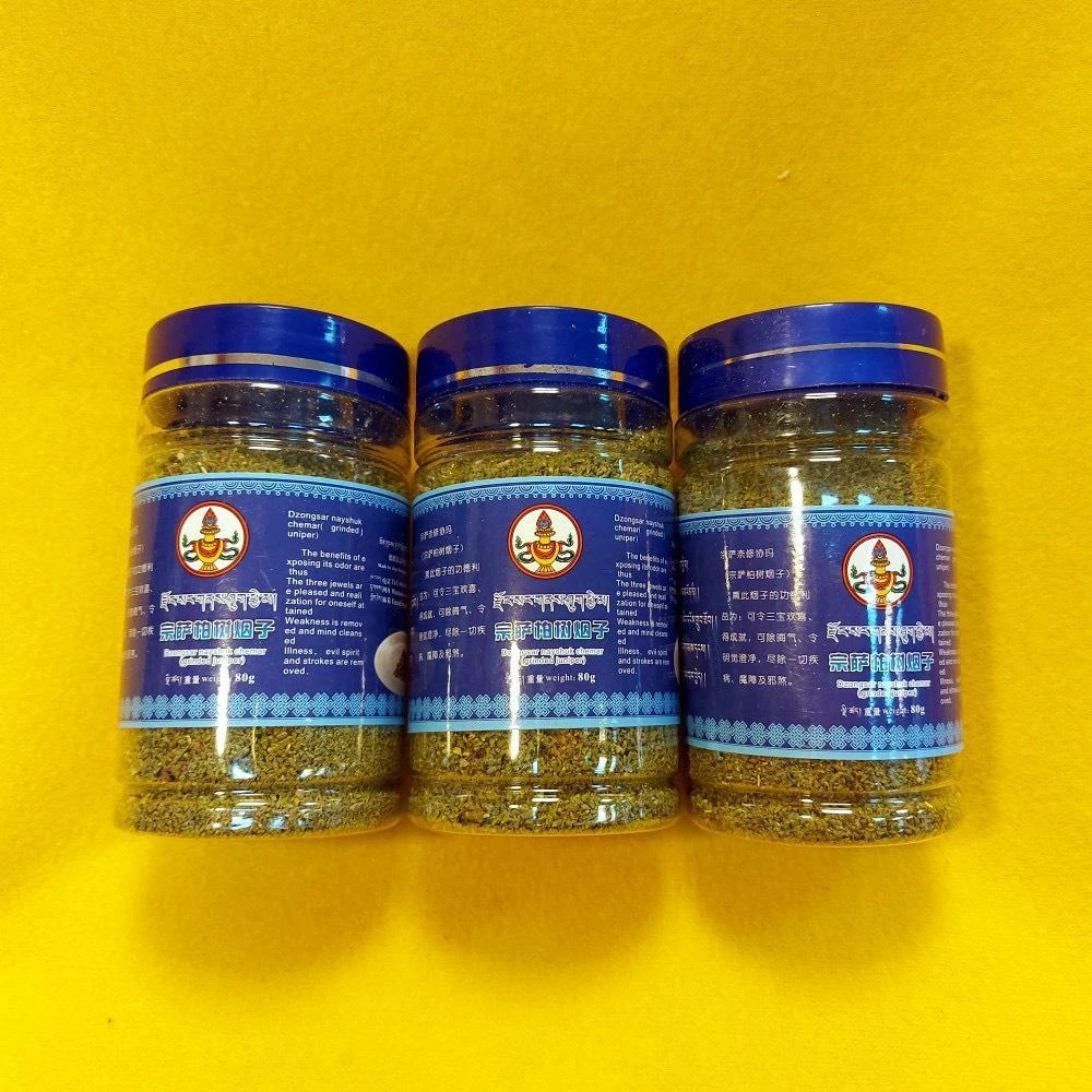 德格【西藏德格柏樹烟子(宗薩寺加持柏樹葉粉)】 (精製罐裝)