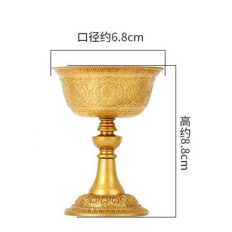 西藏【西藏八吉祥酥油燈座】 雕花八寶吉祥(純銅製作) (小 / 大)