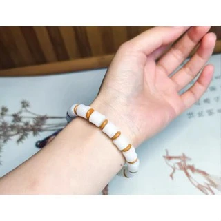 <西藏空運來台> 桑耶寺加持 ~ 白玉竹節菩提根手環 ~ 溫潤~福願~清淨~祈福~素雅~高潔