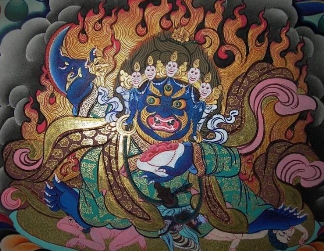 【西藏楚布寺藏香】<楚布寺妙香平安香(除障避邪一級香)>黑袍金剛.瑪哈嘎拉護法(精緻藍盒裝)