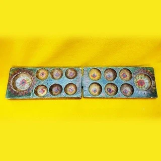 印度老件 香料盒/ 具歲月痕跡 手工彩繪 老木盒 /燭座 老件收藏
