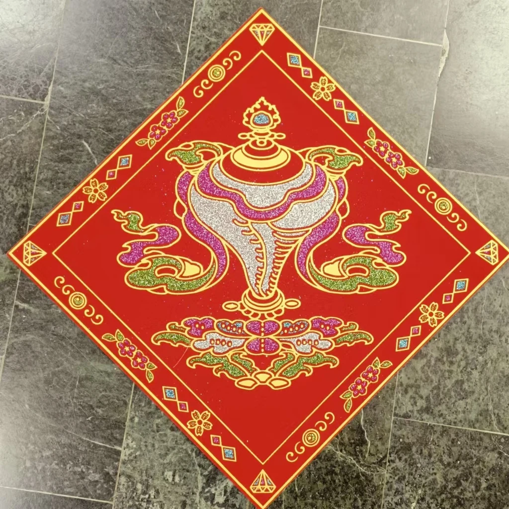 <藏式春聯 台灣現貨>藏式八吉祥福貼燙金絲絨錦緞 春聯 吉祥如意~吉祥八寶~年節吉祥門貼~喜慶豐收*加贈十相自在門貼