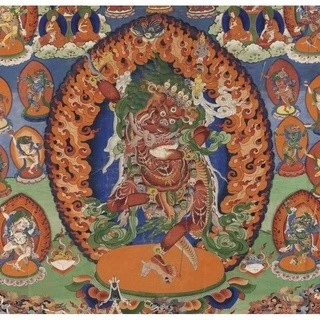 西藏【獅面空行母心咒風五色馬旗】 (中小面)一條20片五色 滅除違緣障礙 和諧安定