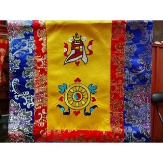 西藏【藏式八寶吉祥豎幡~對聯錦繡飾一對】莊嚴佛堂壇城寺廟西藏藏飾~莊嚴華美