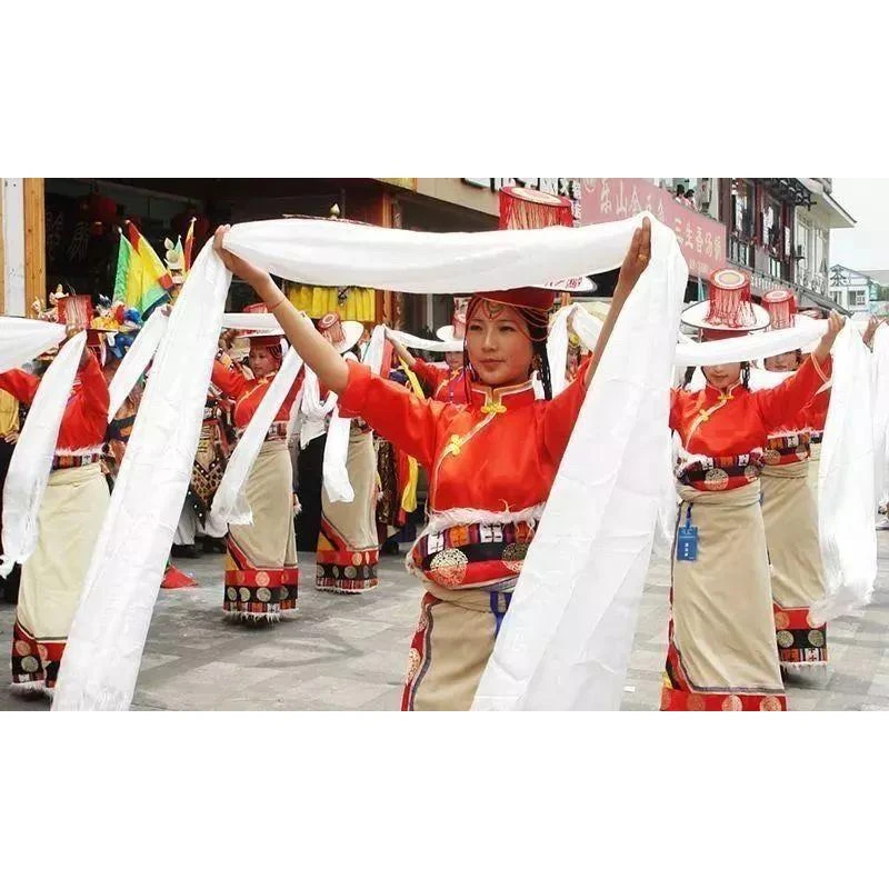 西藏【燙金八吉祥彩色哈達】 五彩繽紛華麗亮色彩穗(五色可選)