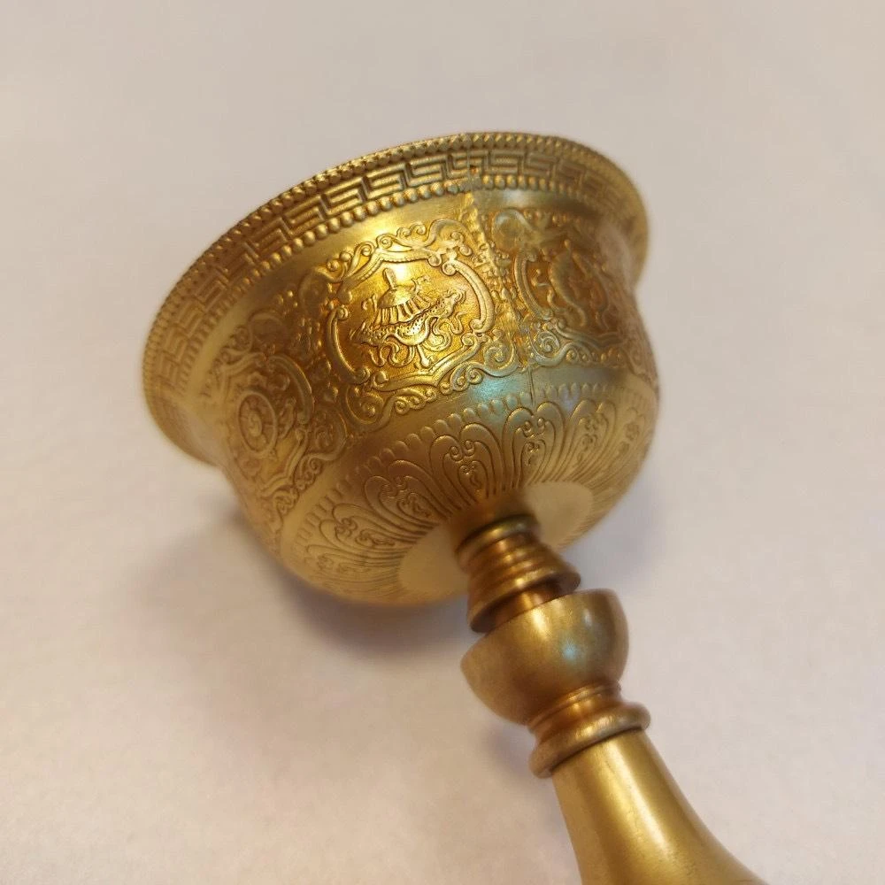 西藏【西藏八吉祥酥油燈座】 雕花八寶吉祥(純銅製作) (小 / 大)