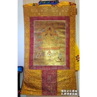 【楚布文化】西藏金箔手繪大唐卡 卷軸畫< 文殊菩薩> 西藏三怙主~ 精緻手繪純金汁大唐卡
