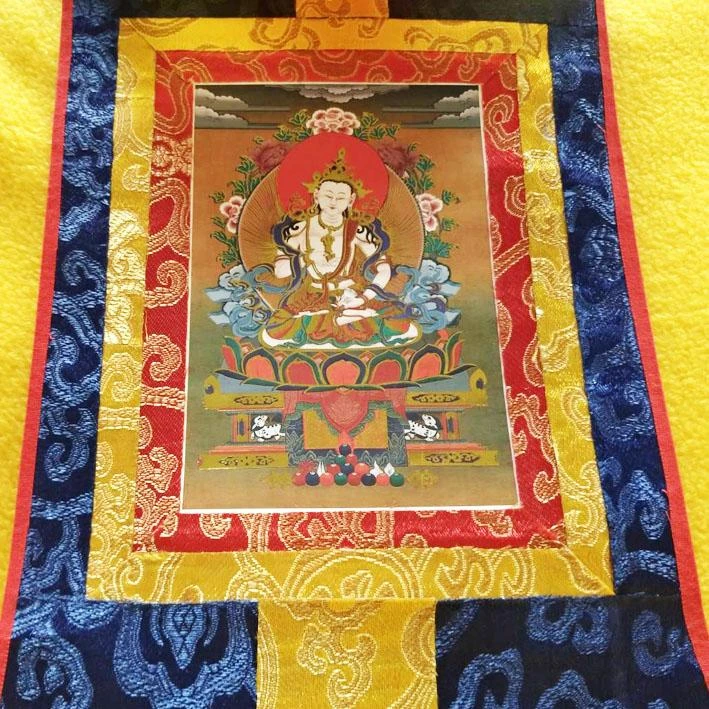 西藏【迷你精緻燙金藝術小唐卡(金剛薩埵) 寺院淨化加持已開光】~加贈楚布寺藏香兩小把