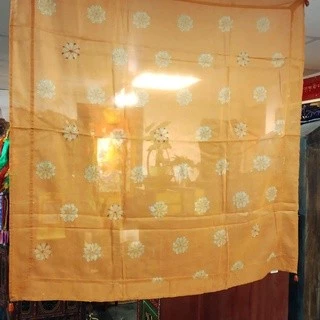 印度繡花桌布 桌巾 掛布 墊布 (含四角綴飾) 橘/黃
