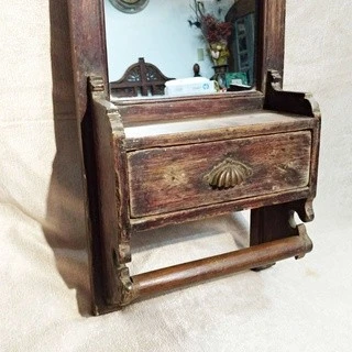 印度單抽掛鏡 (老件) 玄關掛鏡 老木實木 小掛鏡 展示收藏 居家裝飾