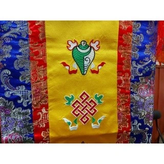 西藏【藏式八寶吉祥豎幡~對聯錦繡飾一對】莊嚴佛堂壇城寺廟西藏藏飾~莊嚴華美