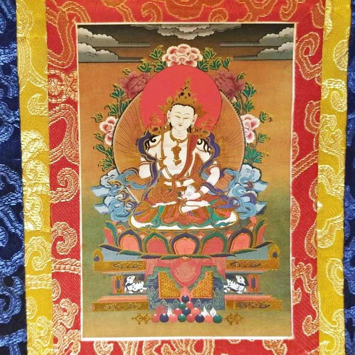 西藏【迷你精緻燙金藝術小唐卡(金剛薩埵) 寺院淨化加持已開光】~加贈楚布寺藏香兩小把