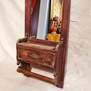 印度單抽掛鏡 (老件) 玄關掛鏡 老木實木 小掛鏡 展示收藏 居家裝飾