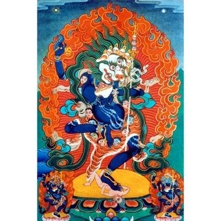 西藏【獅面空行母心咒風五色馬旗】 (中小面)一條20片五色 滅除違緣障礙 和諧安定