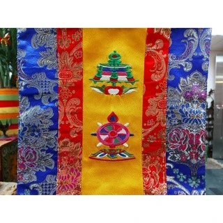 西藏【藏式八寶吉祥豎幡~對聯錦繡飾一對】莊嚴佛堂壇城寺廟西藏藏飾~莊嚴華美