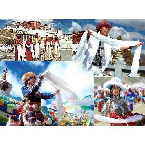 西藏【燙金八吉祥彩色哈達】 五彩繽紛華麗亮色彩穗(五色可選)