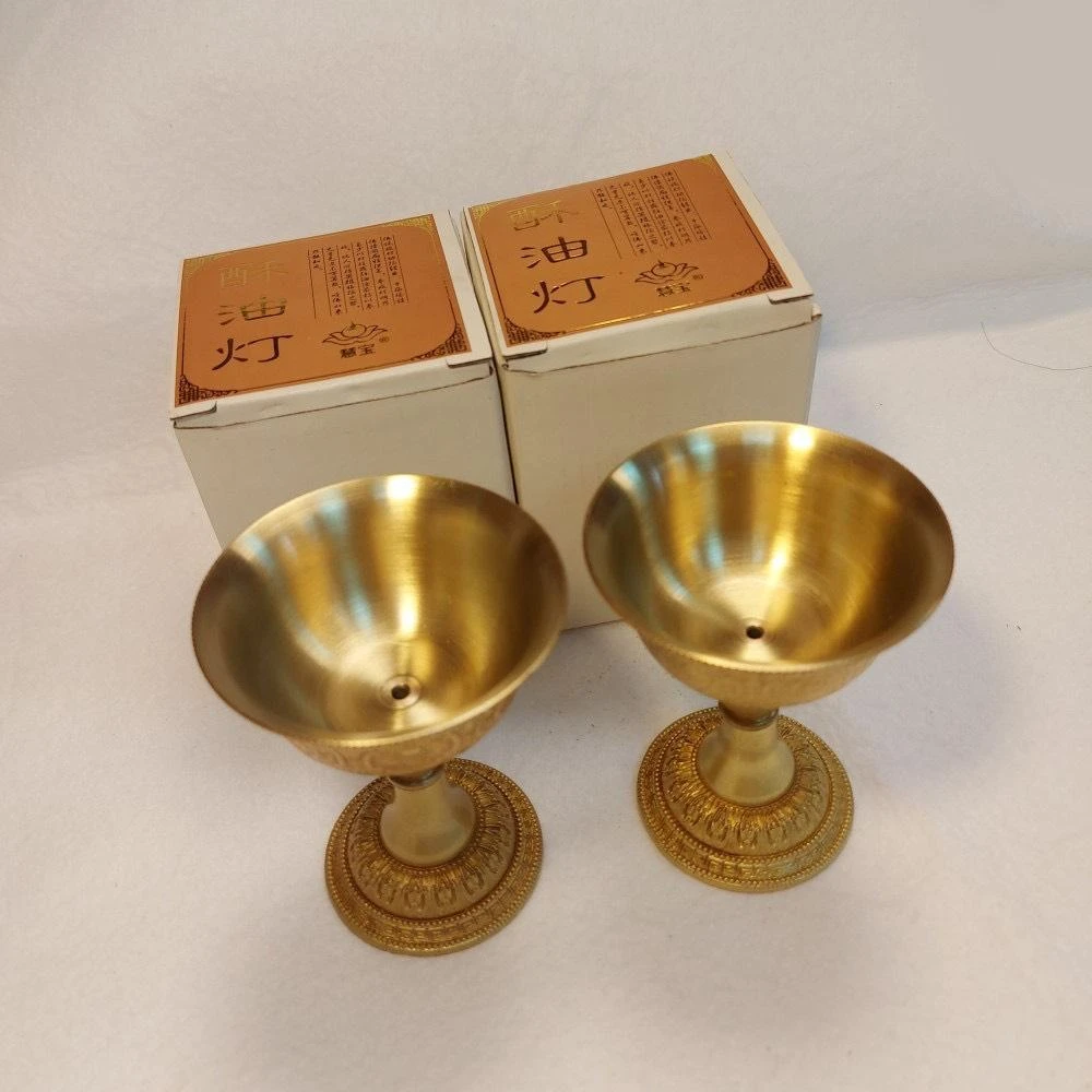 西藏【西藏八吉祥酥油燈座】 雕花八寶吉祥(純銅製作) (小 / 大)