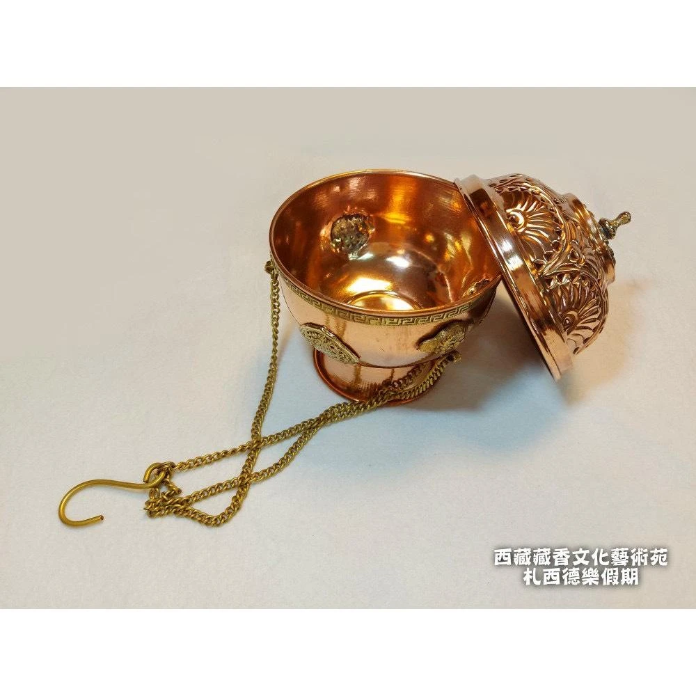 西藏尼泊爾【懸掛式紅銅香爐】 煙供薰香可懸掛可平放~復古典雅.手工製作