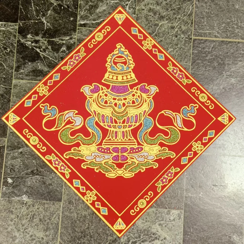 <藏式春聯 台灣現貨>藏式八吉祥福貼燙金絲絨錦緞 春聯 吉祥如意~吉祥八寶~年節吉祥門貼~喜慶豐收*加贈十相自在門貼
