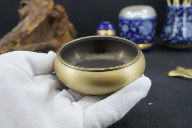 銅金蓮蓋平底香爐