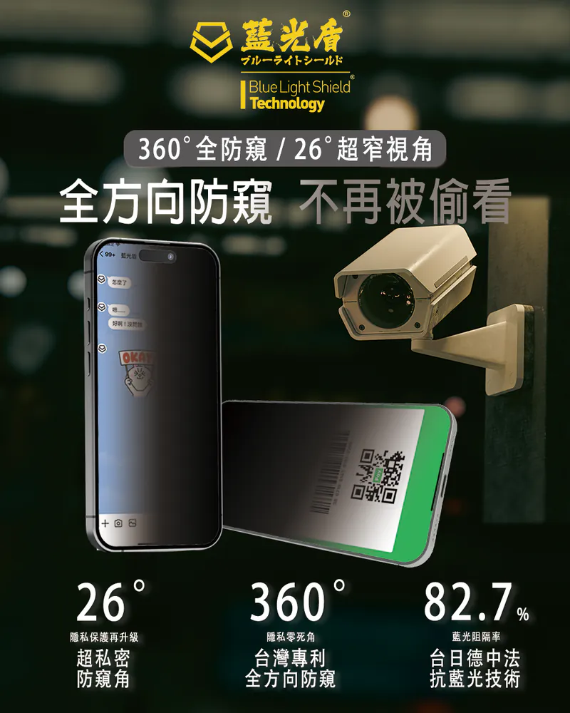 藍光盾® iPhone 16 系列 【第二代全方向AR防窺】抗藍光玻璃保護貼