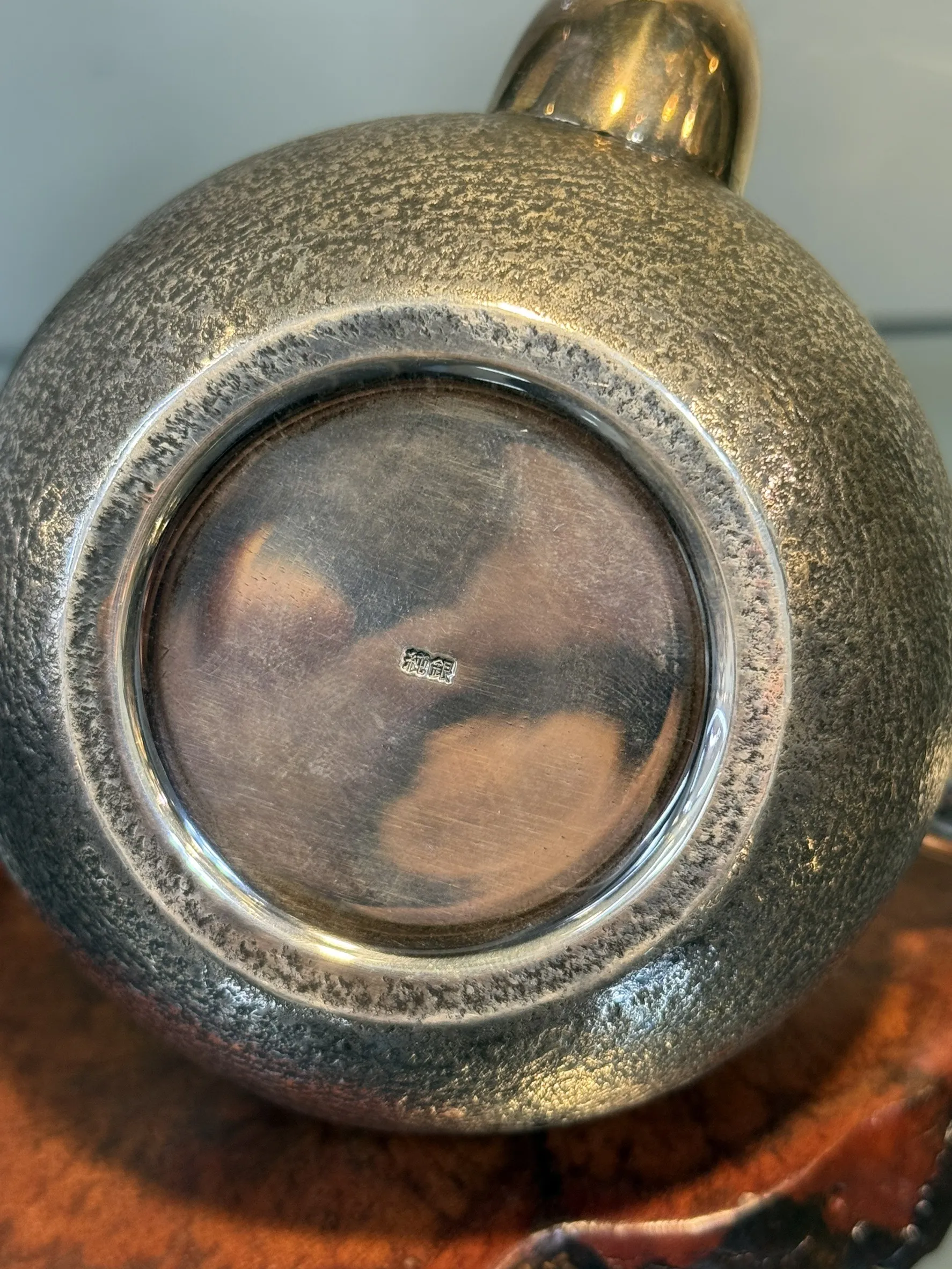 柚子型亮面側把純銀急須