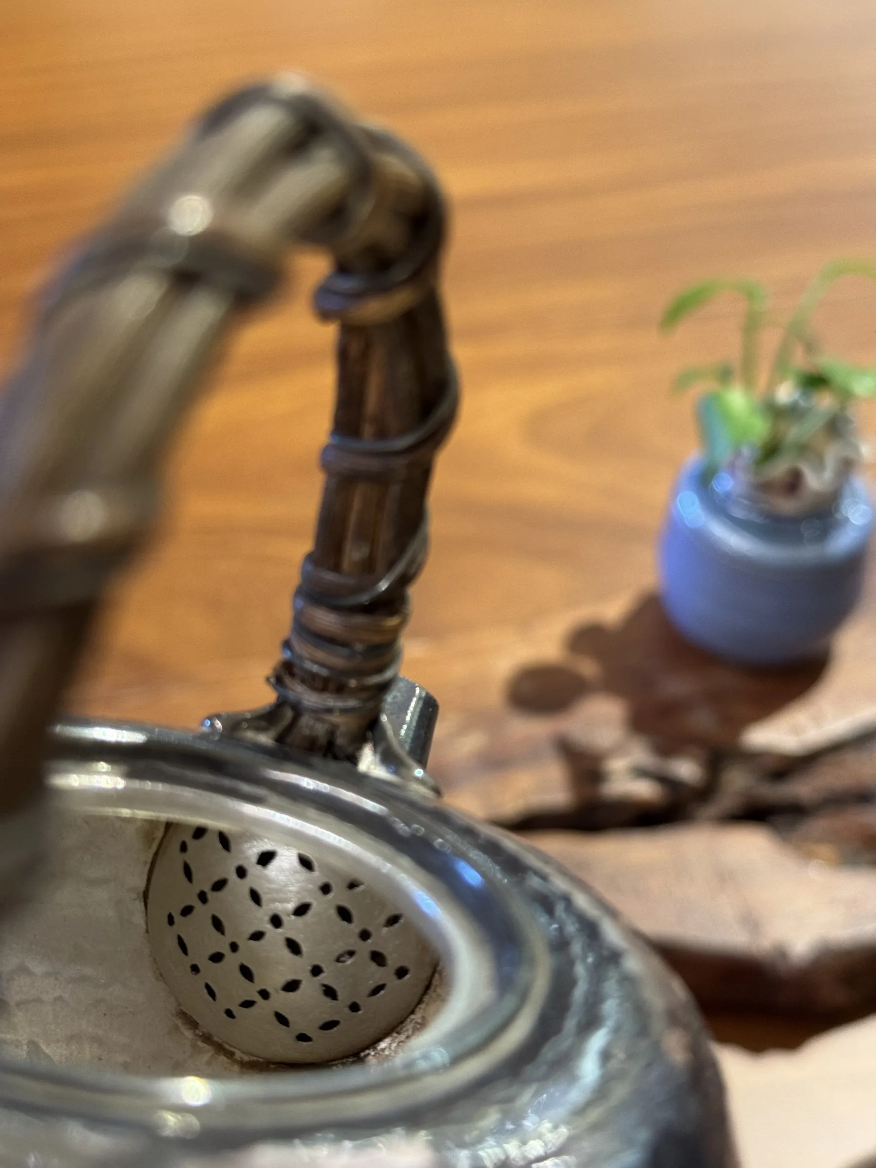 藤編提樑槌目純銀急須