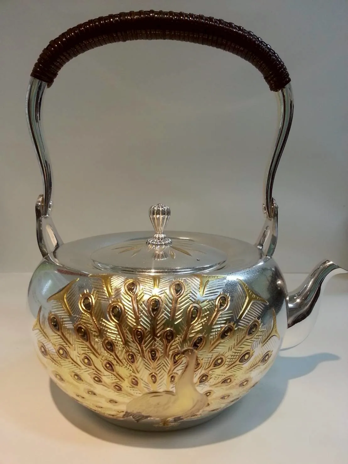 光則 全球限量孔雀 純銀鎏金純銀湯沸