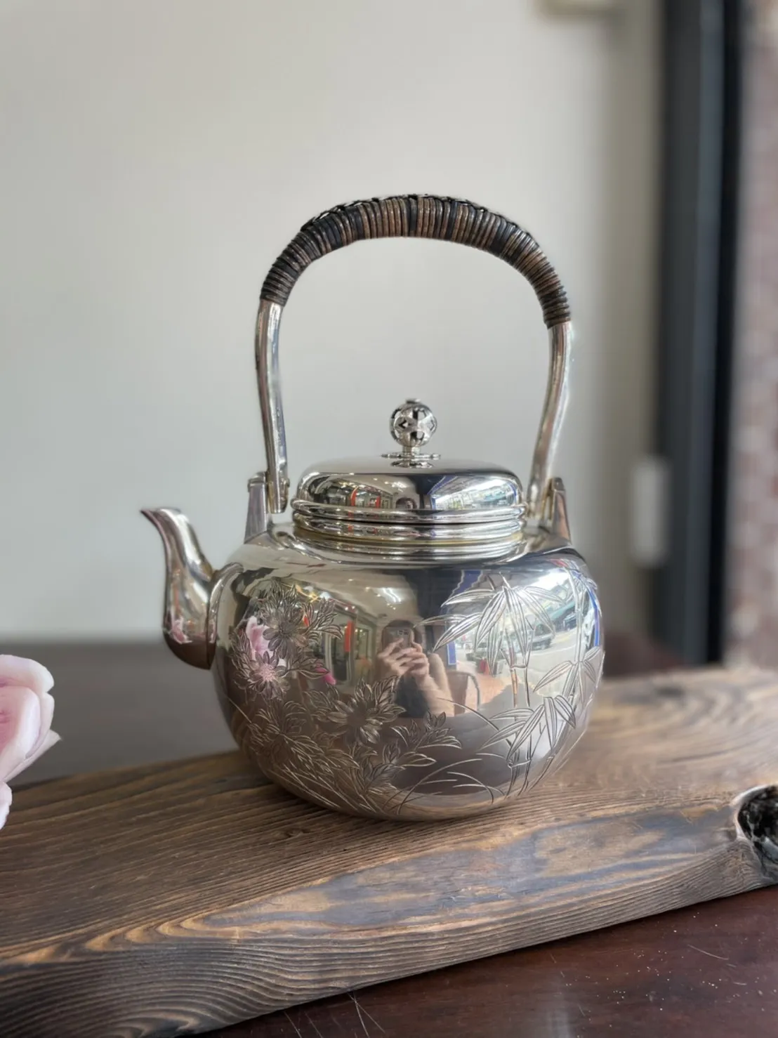 金工師四君子純銀湯沸