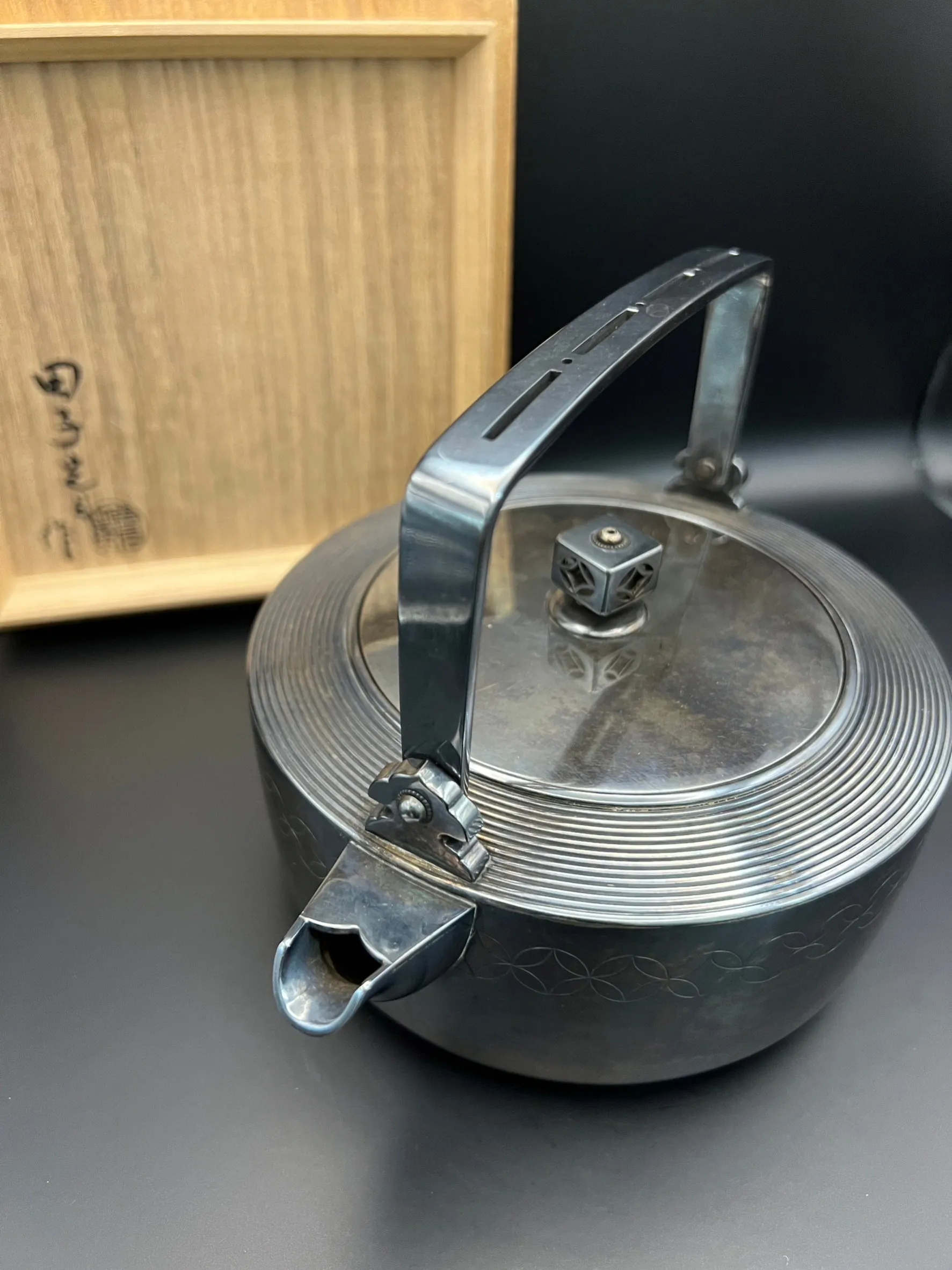 光月作 七寶紋純銀銚子壺