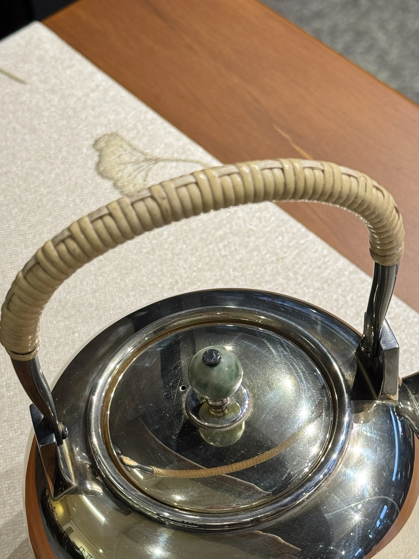 竹翁堂 玉摘鍍金純銀湯沸