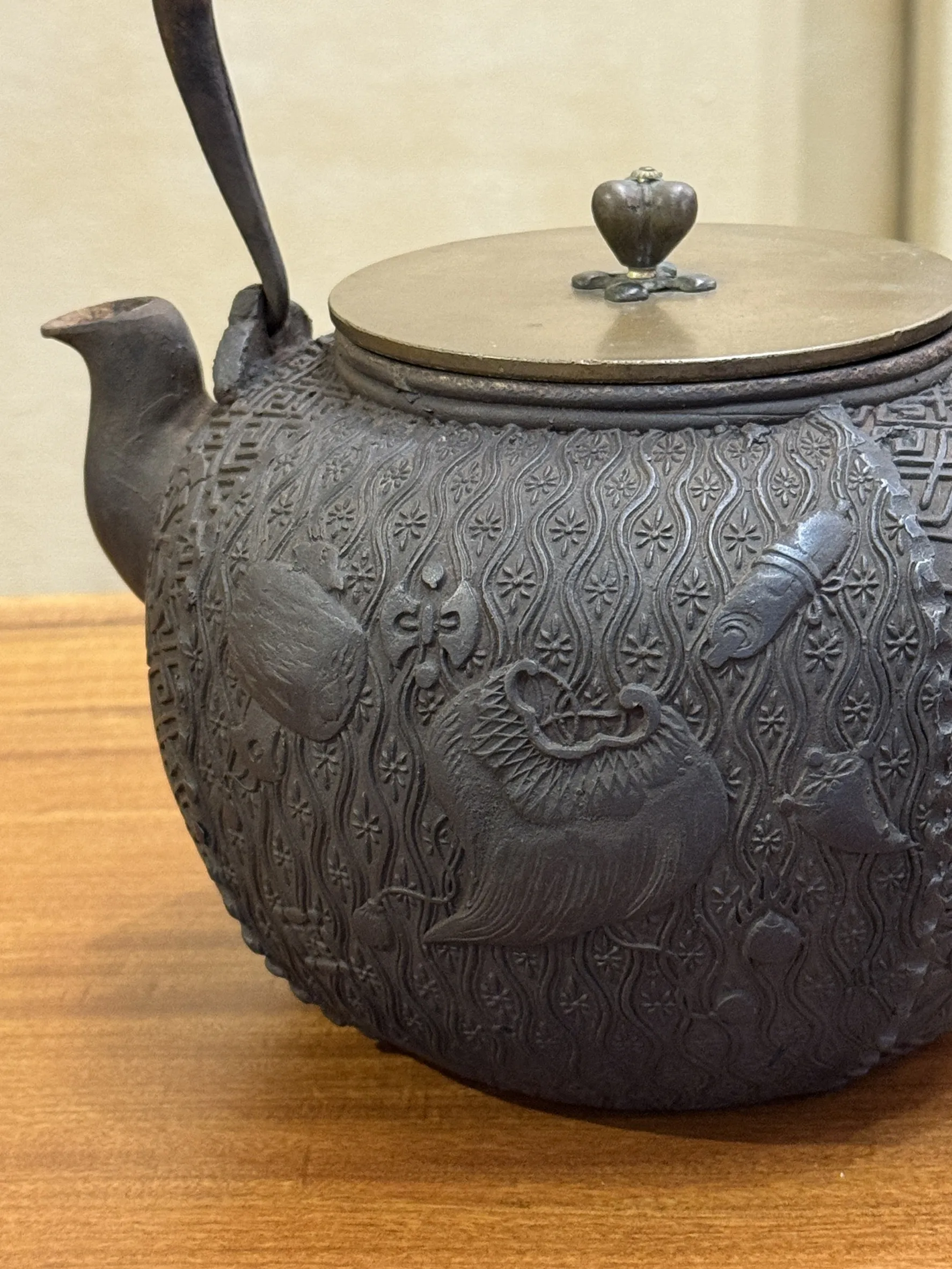 明治時期 脫蠟法 龍文堂 七寶鐵壺