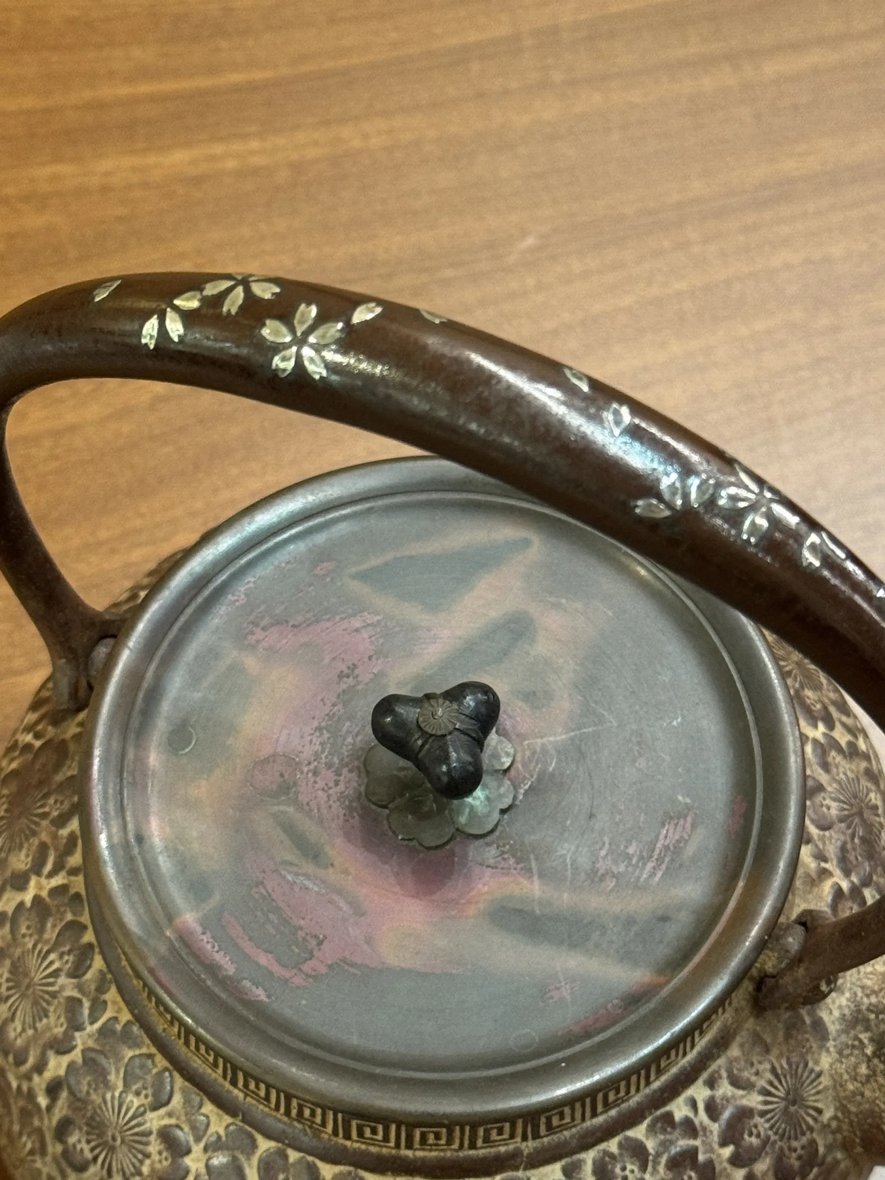 橫倉嘉山 櫻滿開 嵌銀花落把銀口