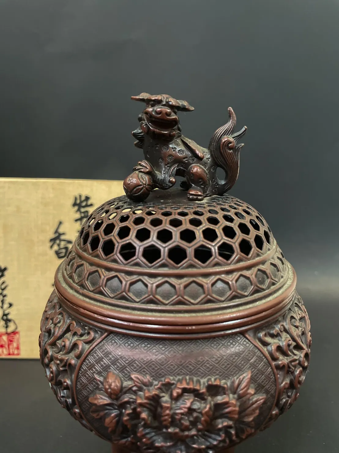 宏采作 唐獅子銅香爐