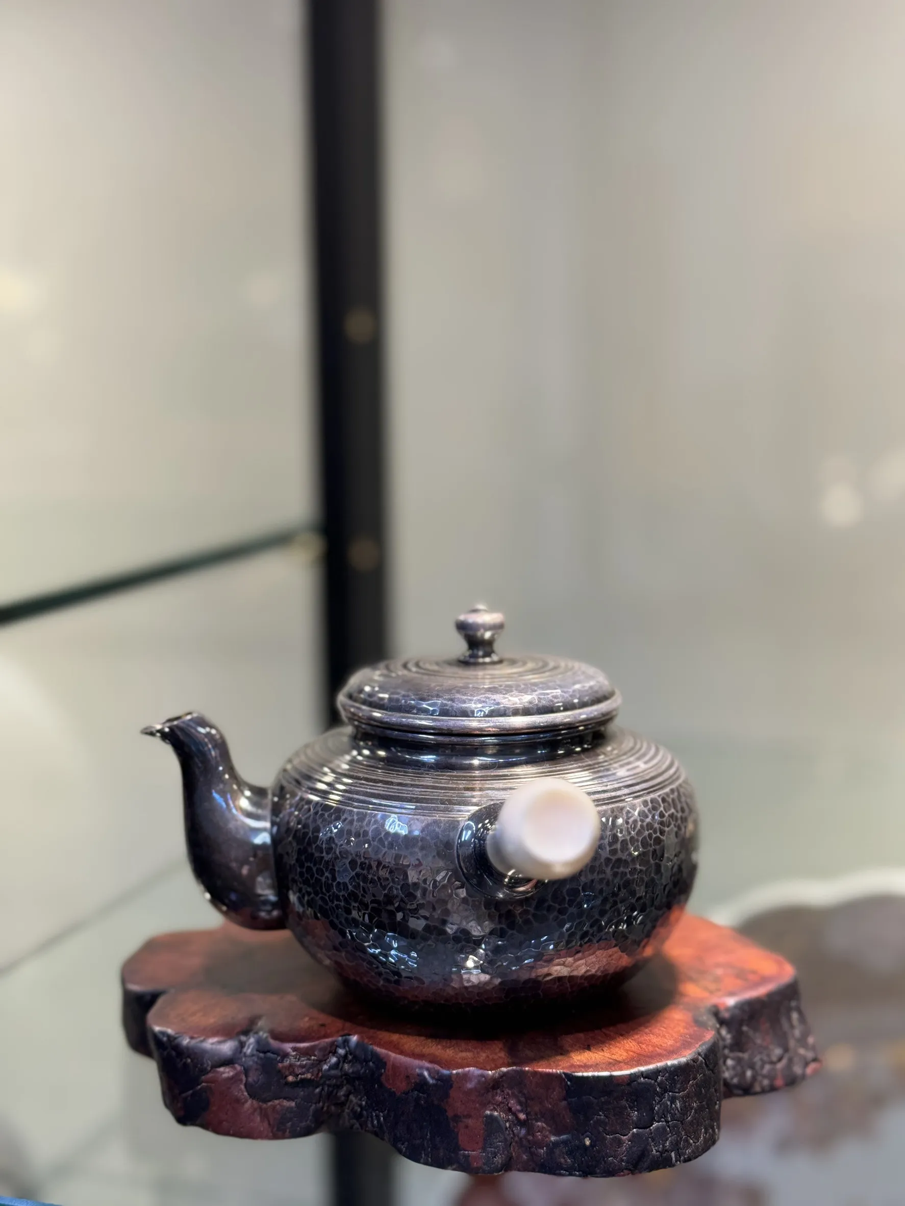 系目槌目紋 側把純銀急須