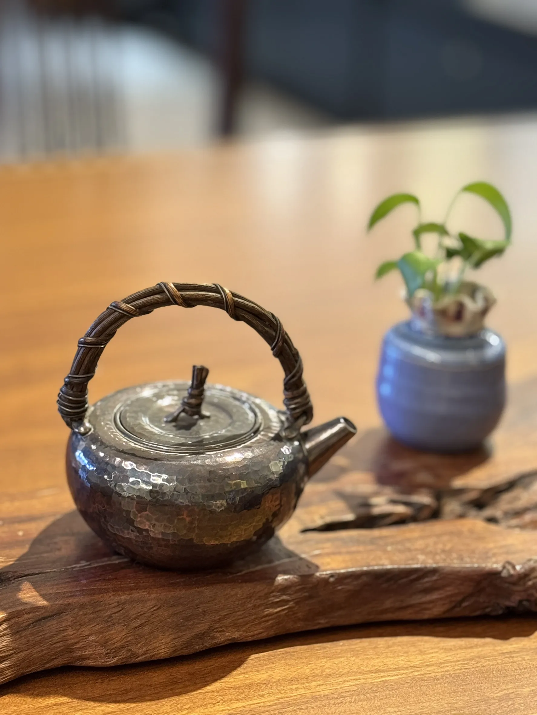 藤編提樑槌目純銀急須