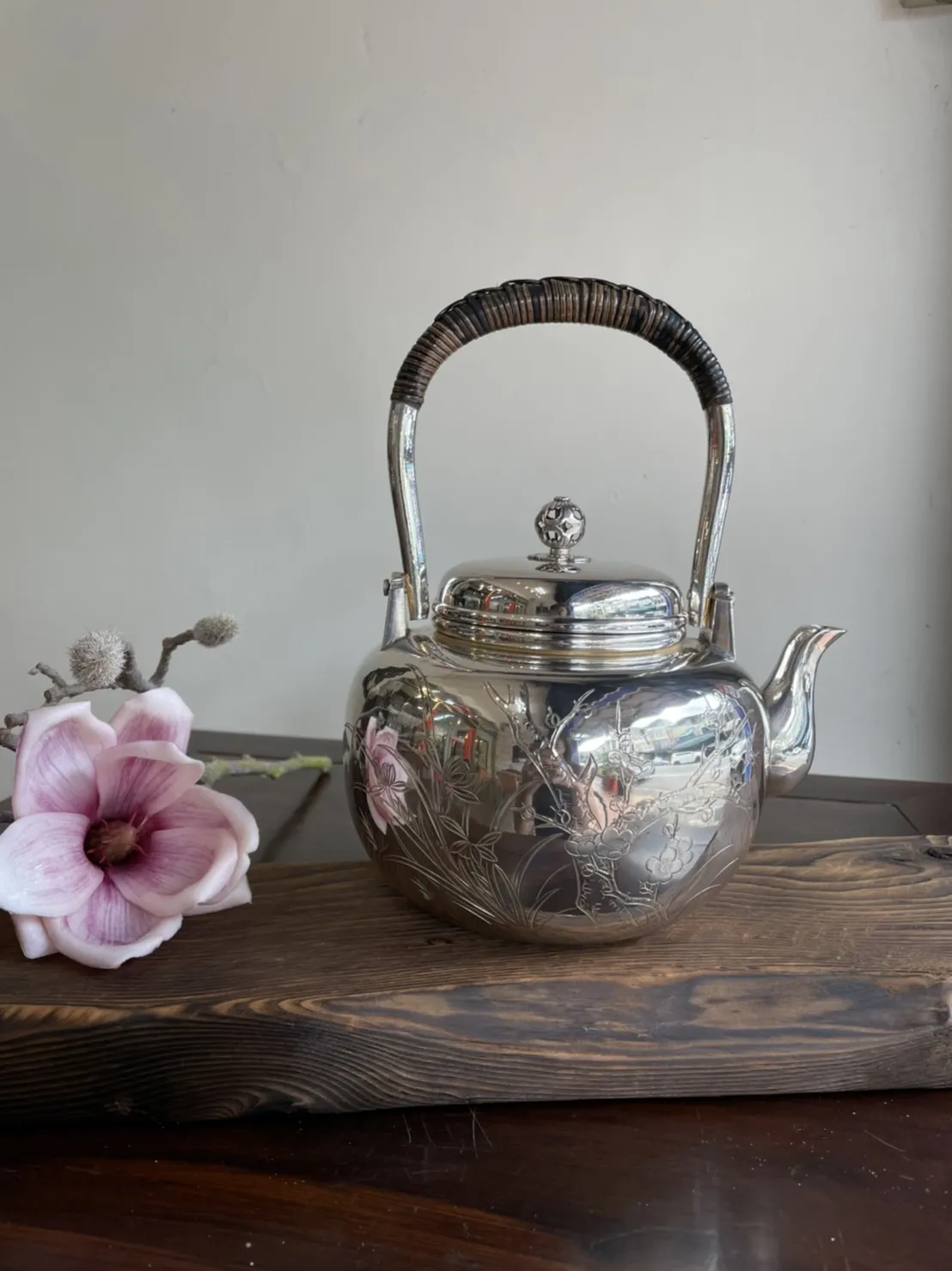 金工師四君子純銀湯沸