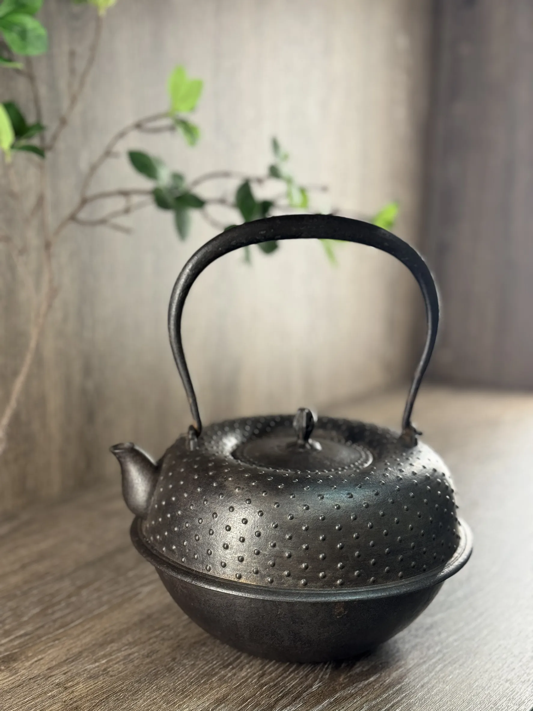 釜型霰紋 古砂鐵瓶