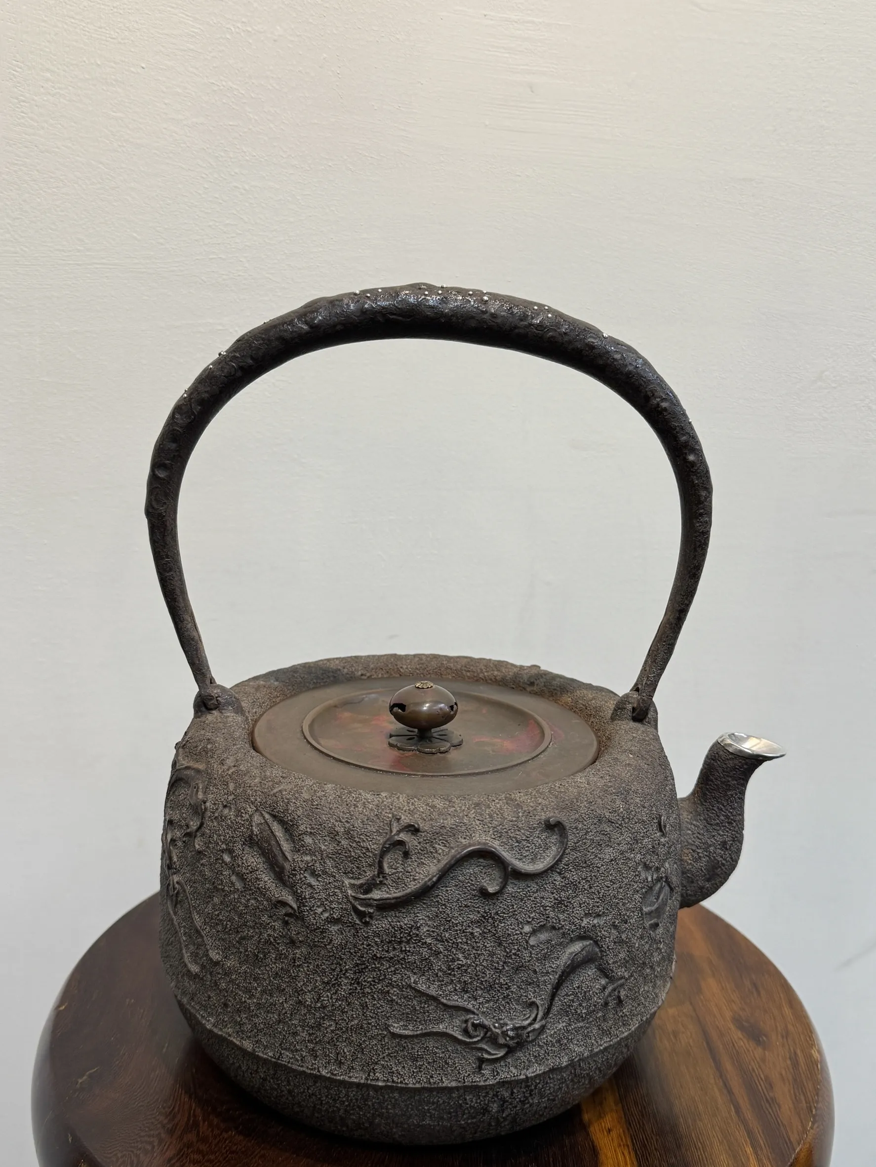 道安形雲龍銀眼 銀把銀口鐵瓶