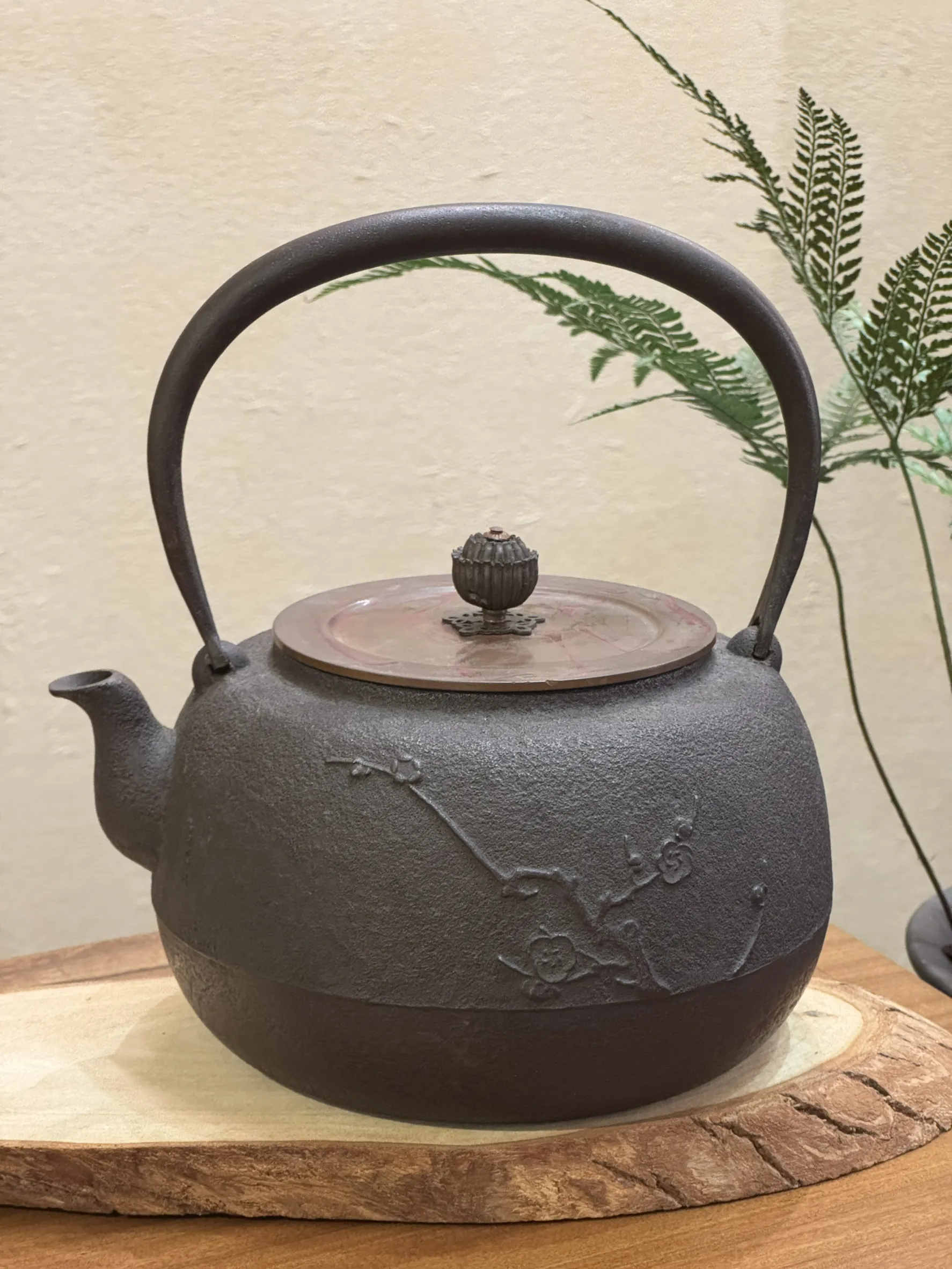 長文堂 紫斑銅蓋 梅花紋 老鐵壺