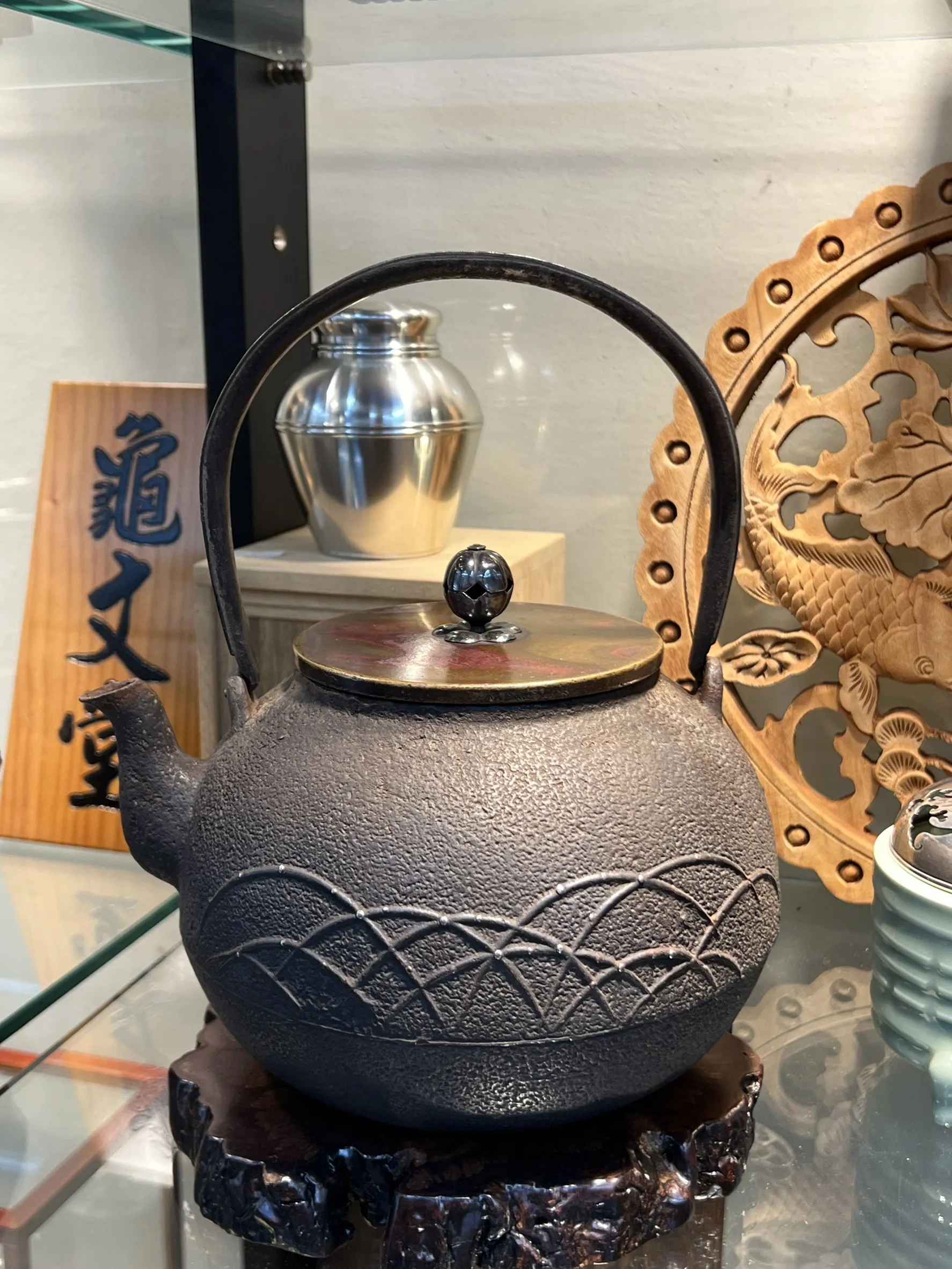 明治末期 金壽堂三代雨宮作 銀摘嵌銀芒草紋